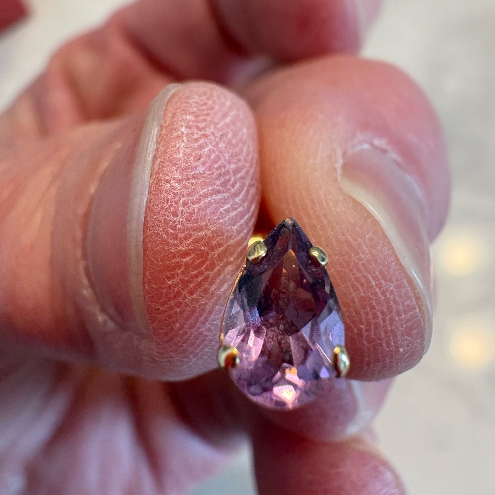 Elegant 14k Gold and Amethyst Teardrop Earrings - Picture 4 of 5